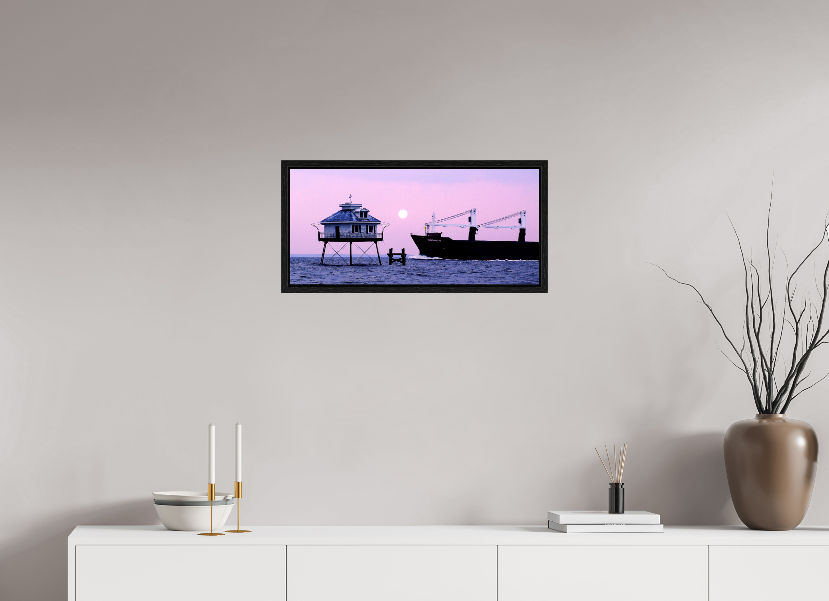 25.9 x 12″, Floater Frame Framed Middle Bay Lighthouse