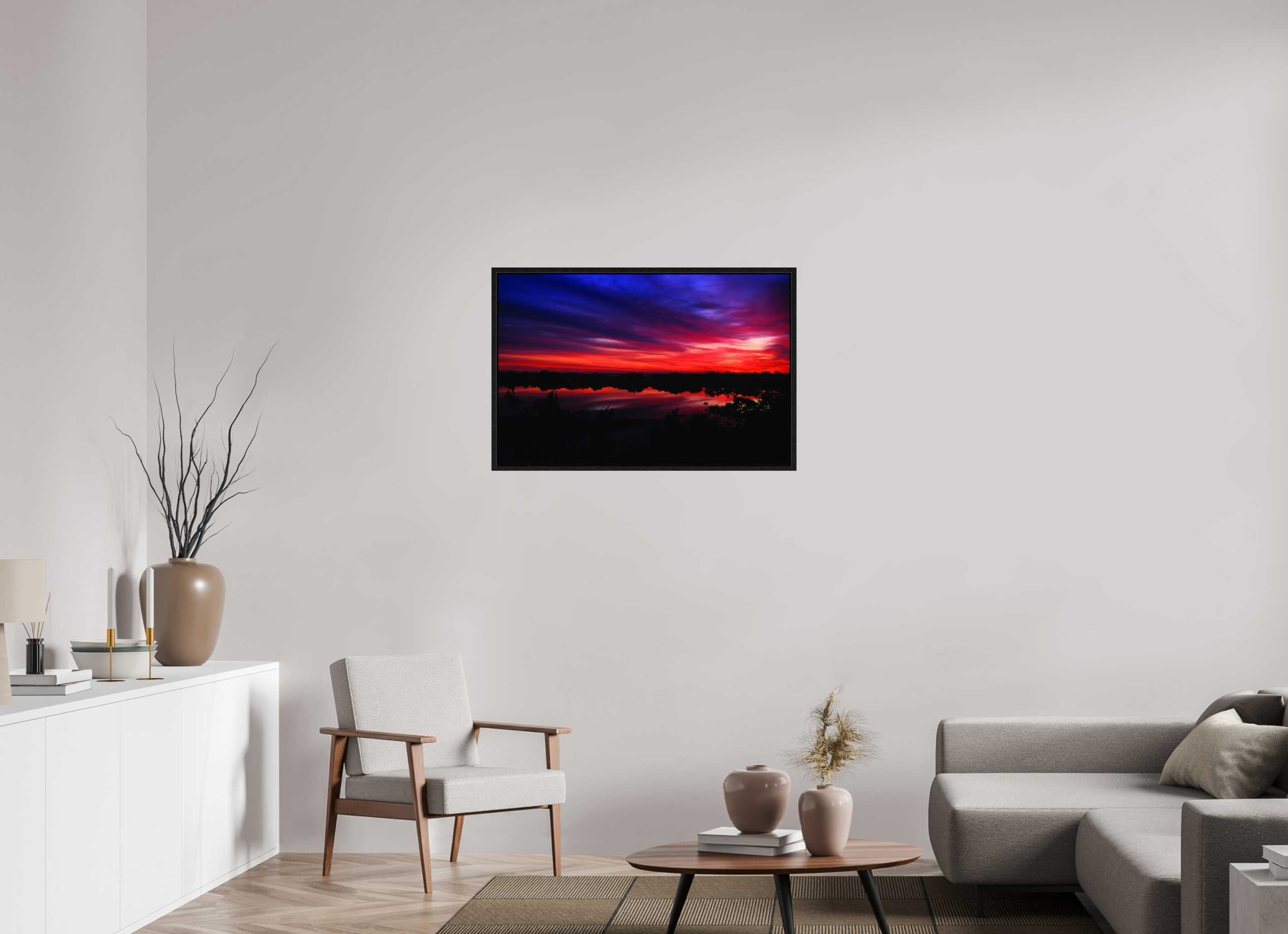 36.9 x 24″, Floater Frame Framed Delta Sunset