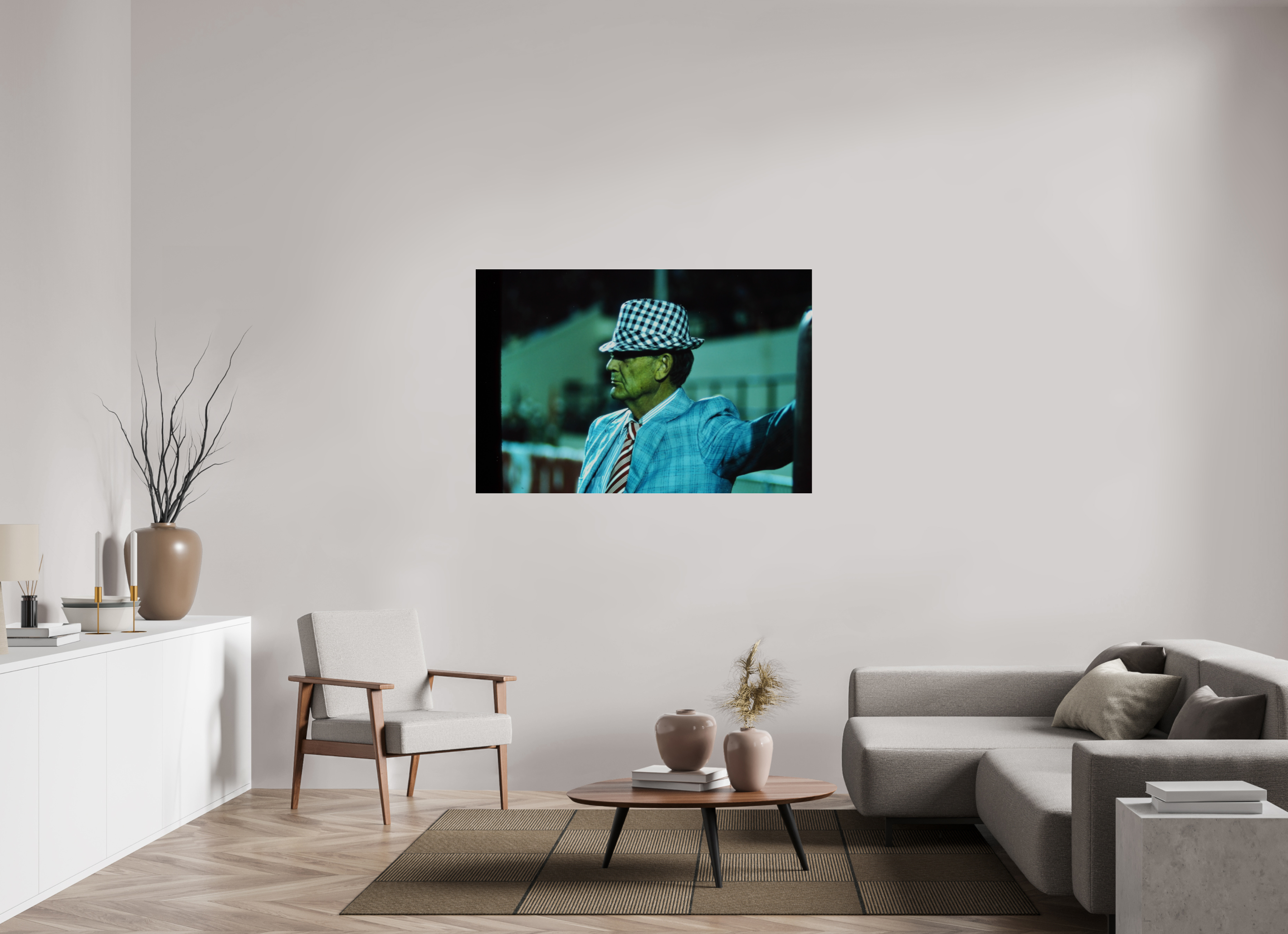 54 x 36″, Photo Print Under Acrylic Glass Coach Paul Bear Bryant Leaning Against the Goal Post - Photo under Acrylic Glass