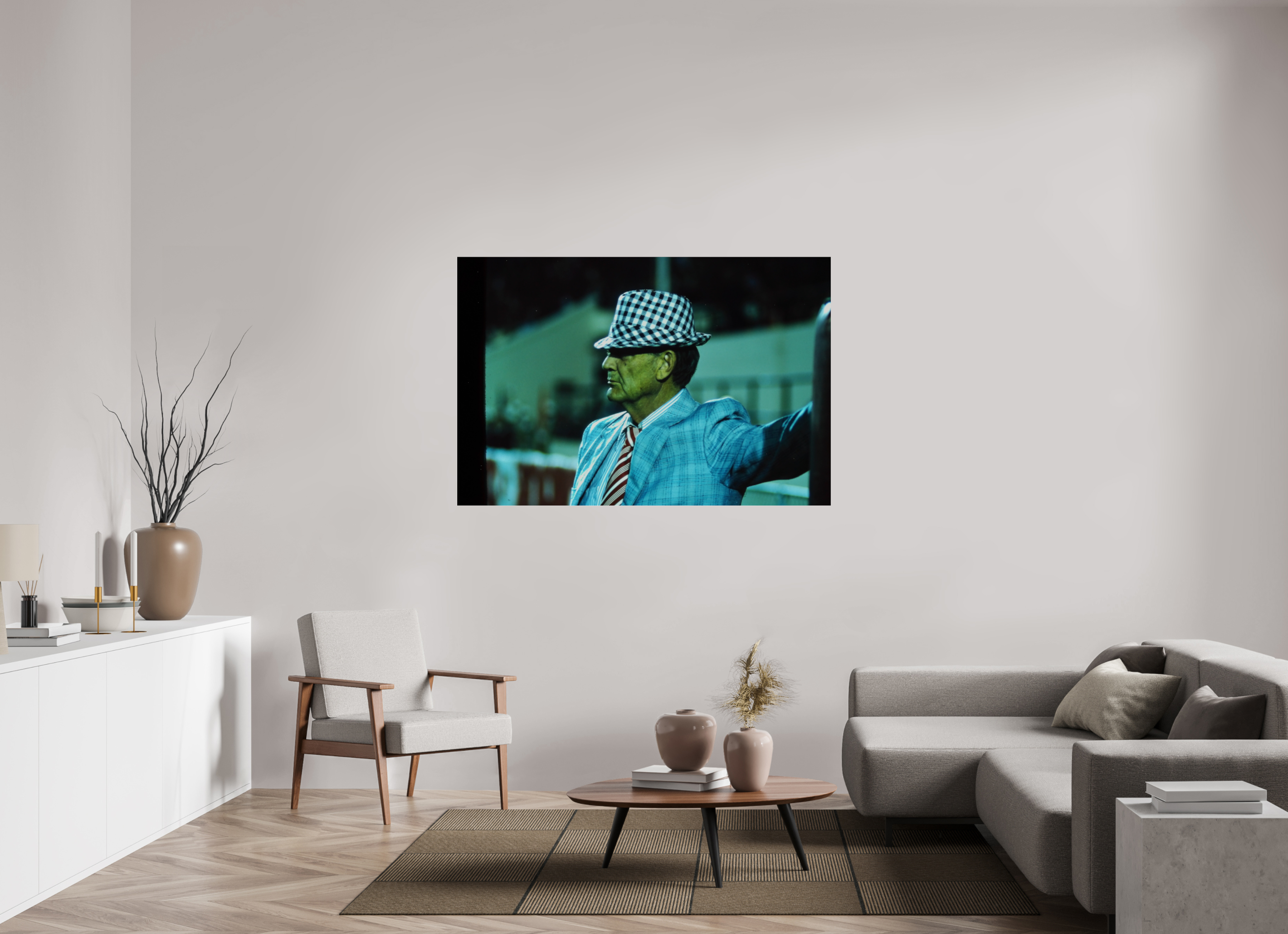 60 x 40″, Photo Print Under Acrylic Glass Coach Paul Bear Bryant Leaning Against the Goal Post - Photo under Acrylic Glass