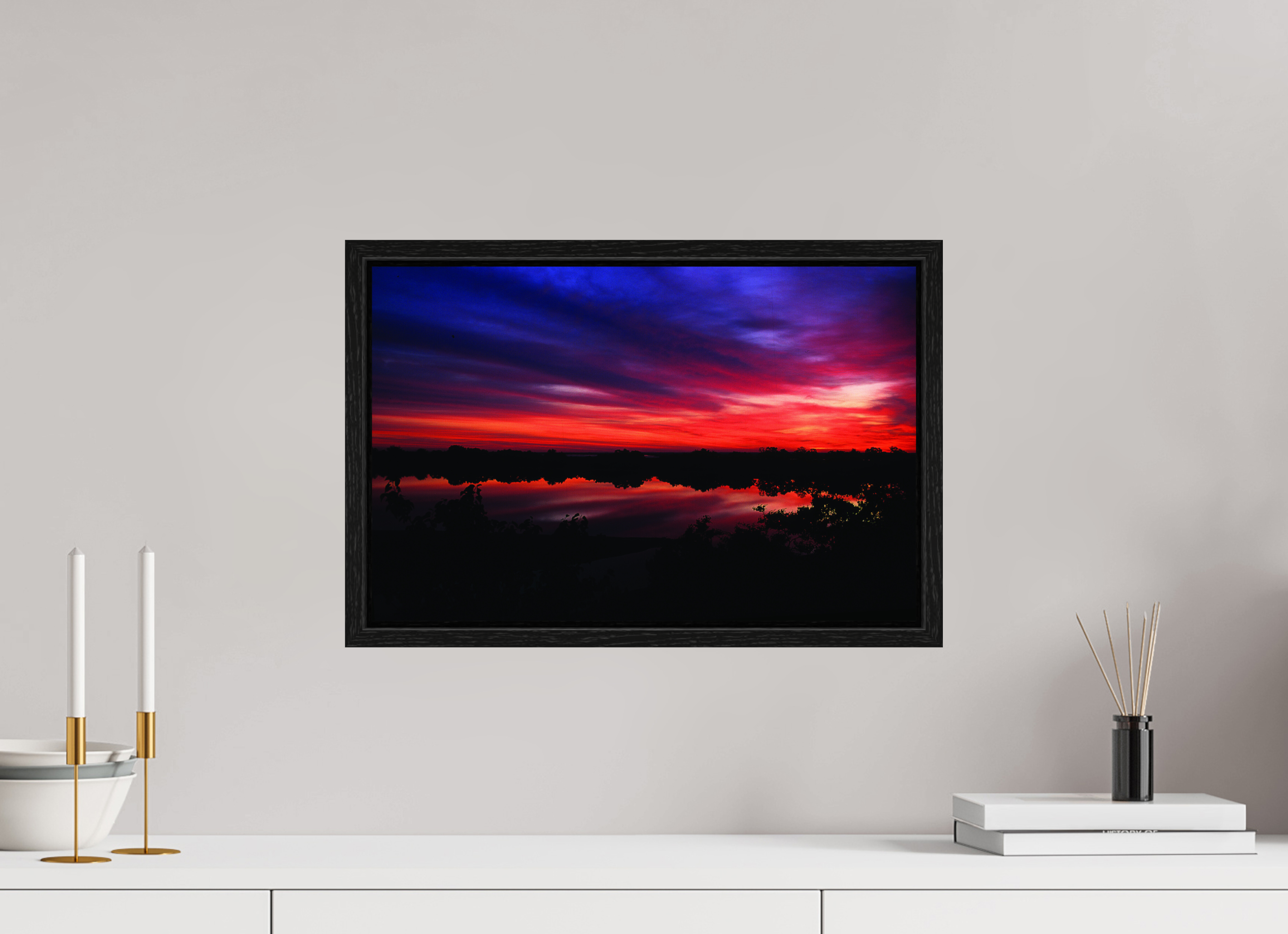 18.4 x 12″, Floater Frame Framed Delta Sunset