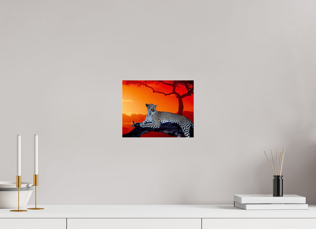 10 x 8″, Photo Print Under Acrylic Glass Leopard Sunset in Africa