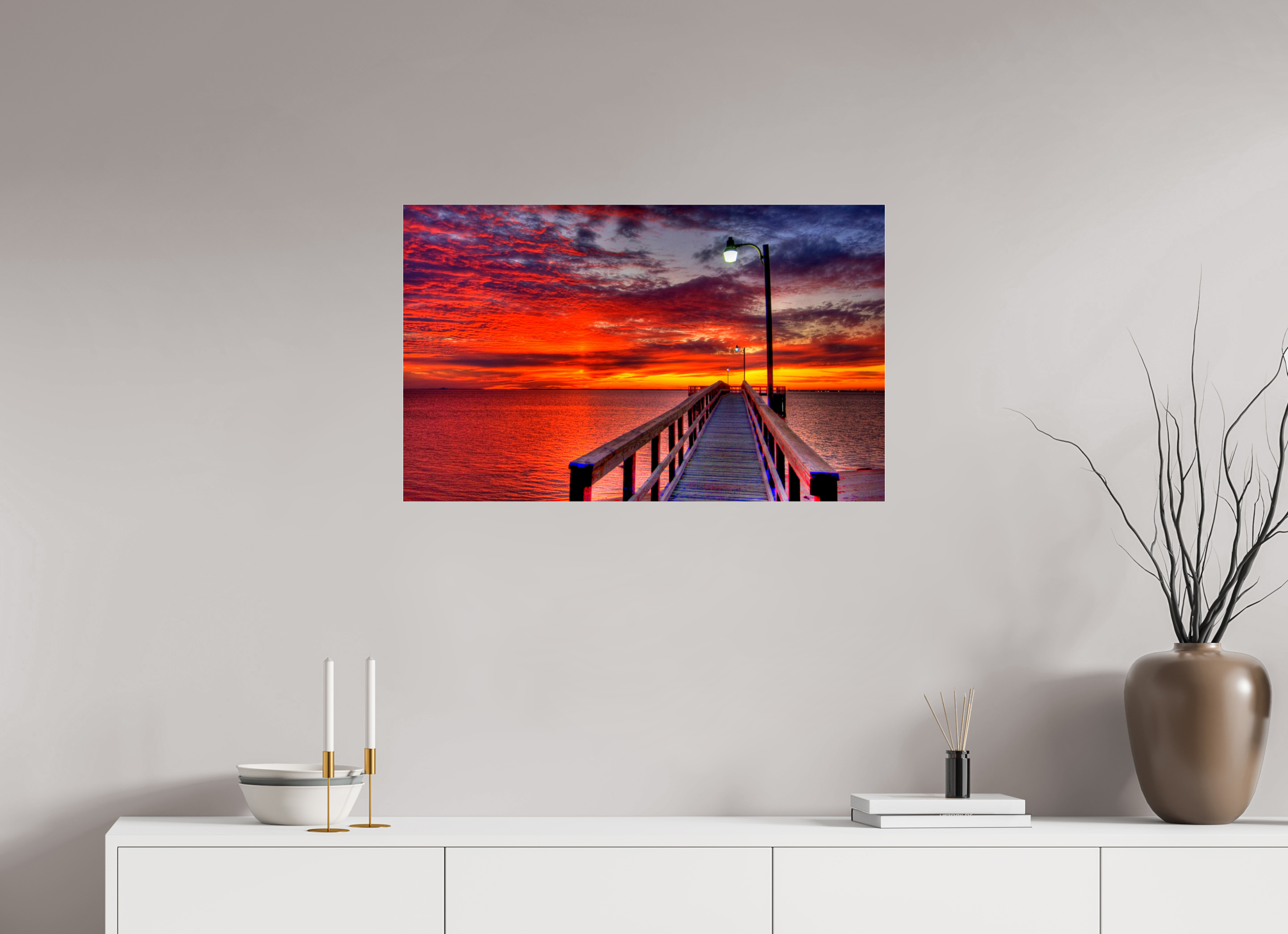 32.4 x 20″, Photo Print Under Acrylic Glass Dock - Sunset