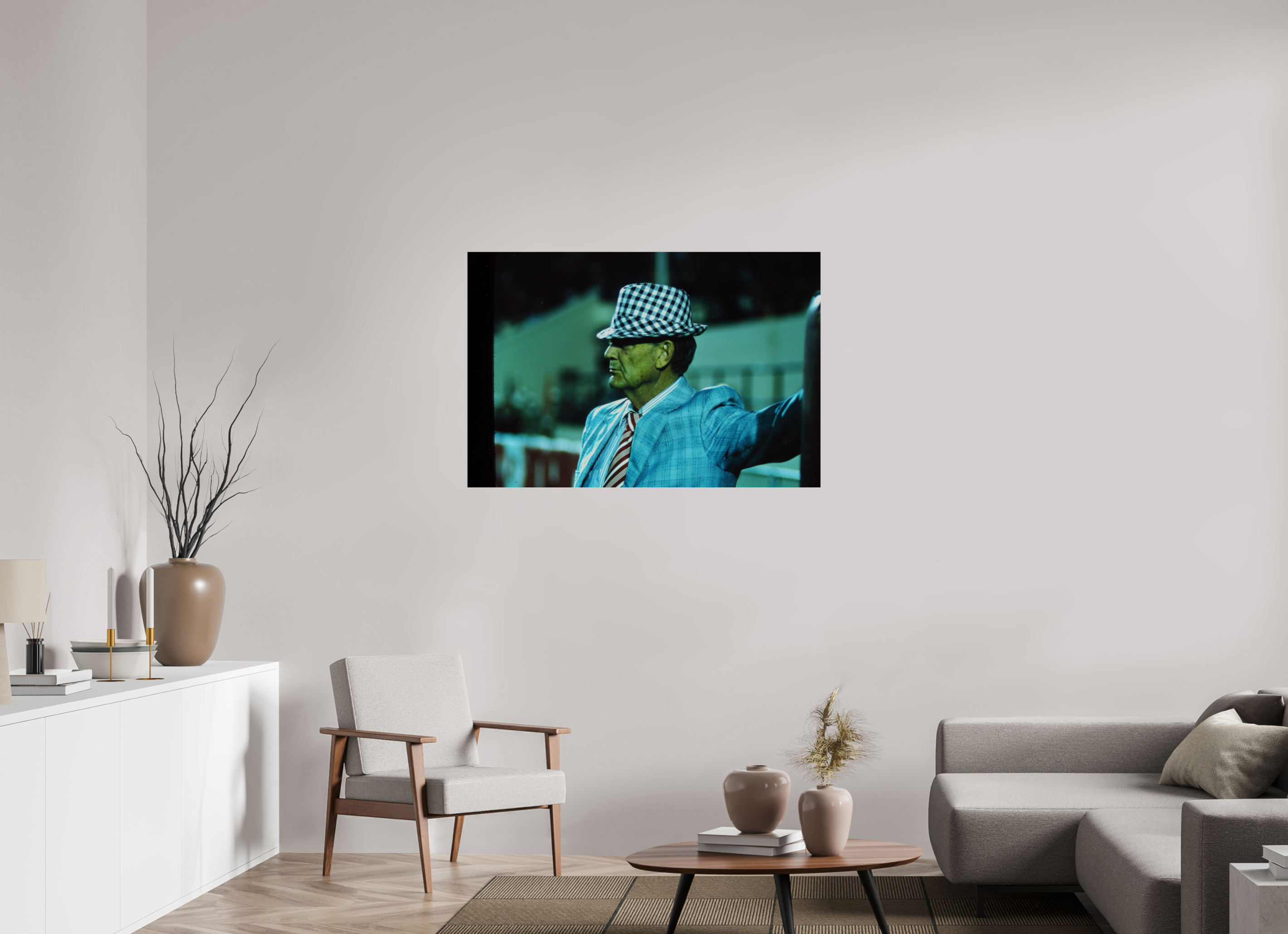45 x 30″, Photo Print Under Acrylic Glass Coach Paul Bear Bryant Leaning Against the Goal Post - Photo under Acrylic Glass