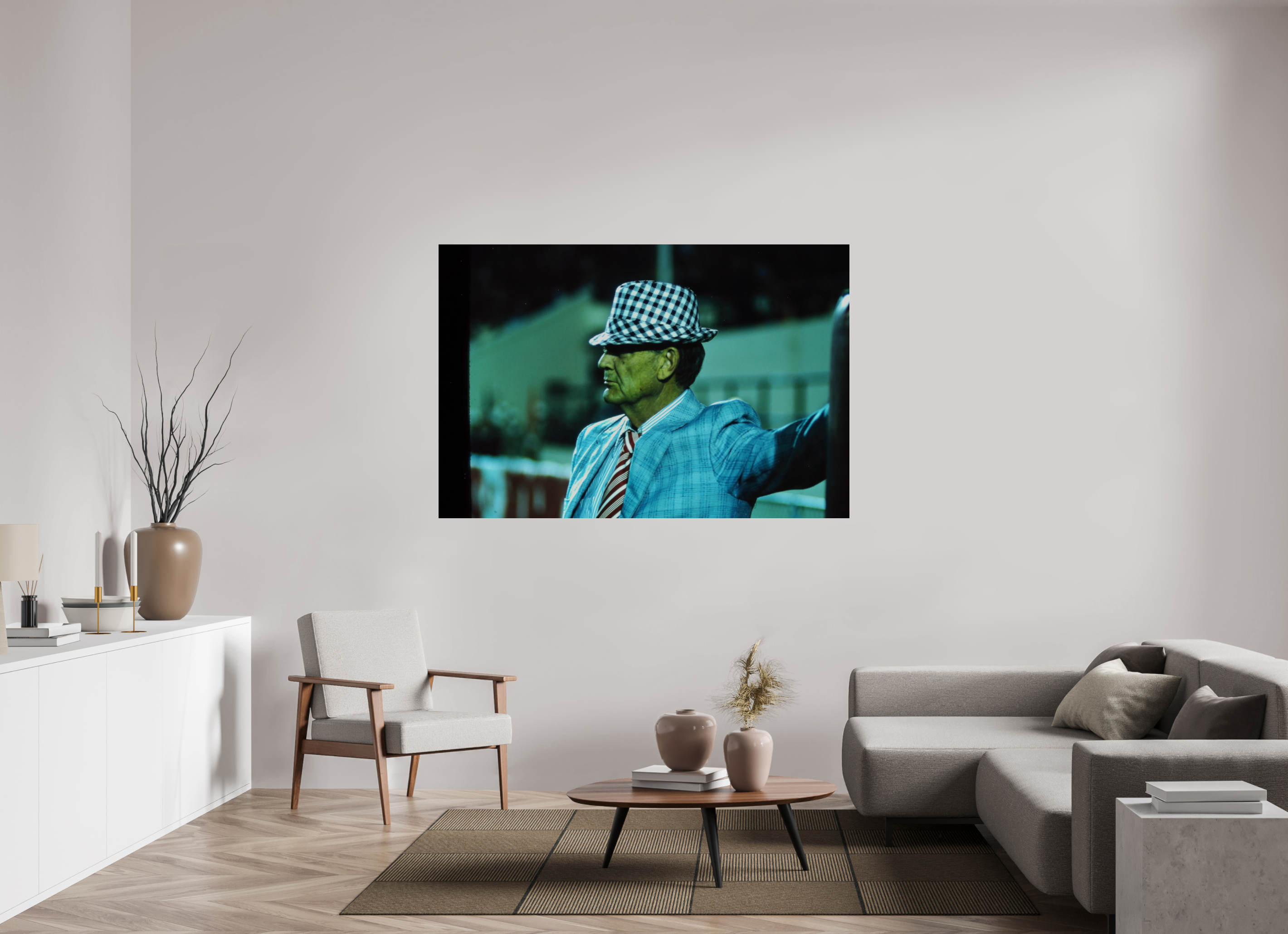 66 x 44″, Photo Print Under Acrylic Glass Coach Paul Bear Bryant Leaning Against the Goal Post - Photo under Acrylic Glass
