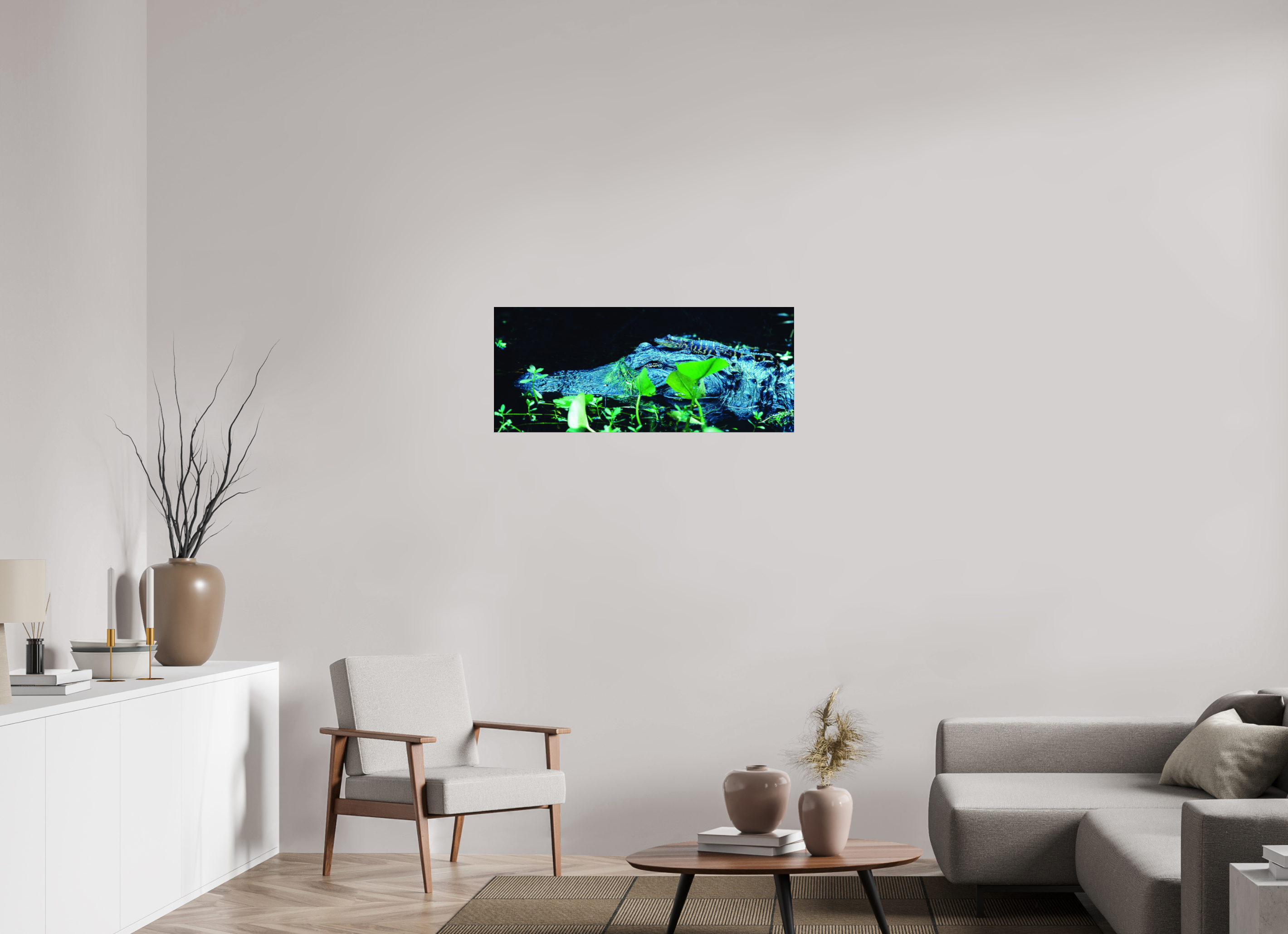 38.2 x 16″, Photo Print Under Acrylic Glass Mama Gator w/ Baby - Photo under Acrylic Glass