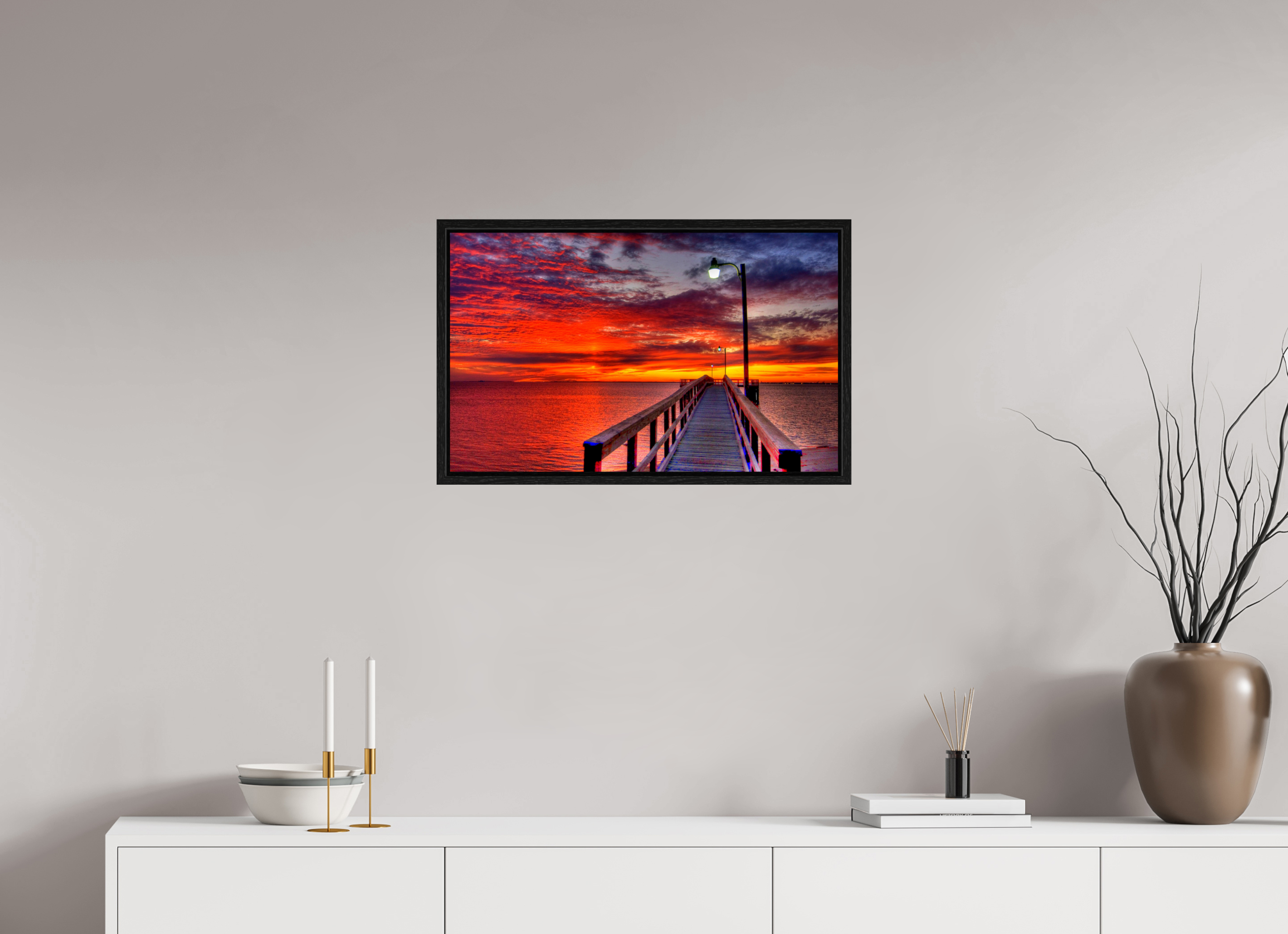 25.9 x 16″, Floater Frame Dock at Sunset - Daphne, AL