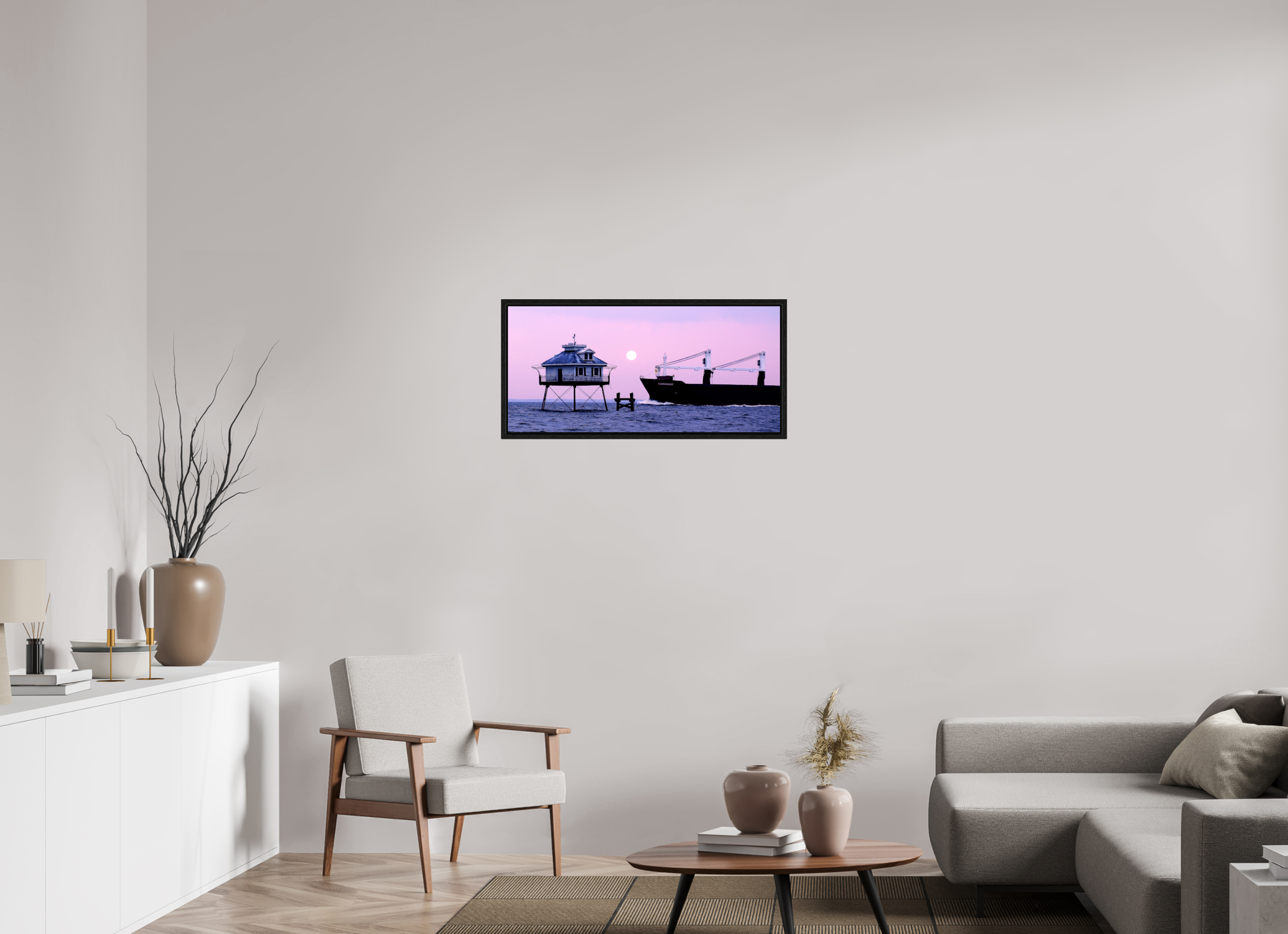 34.5 x 16″, Floater Frame Framed Middle Bay Lighthouse