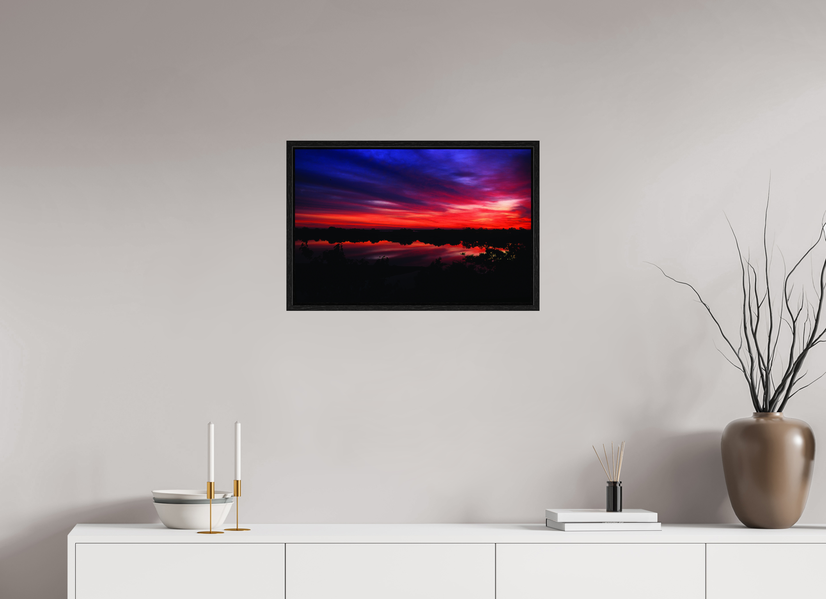 24.6 x 16″, Floater Frame Framed Delta Sunset