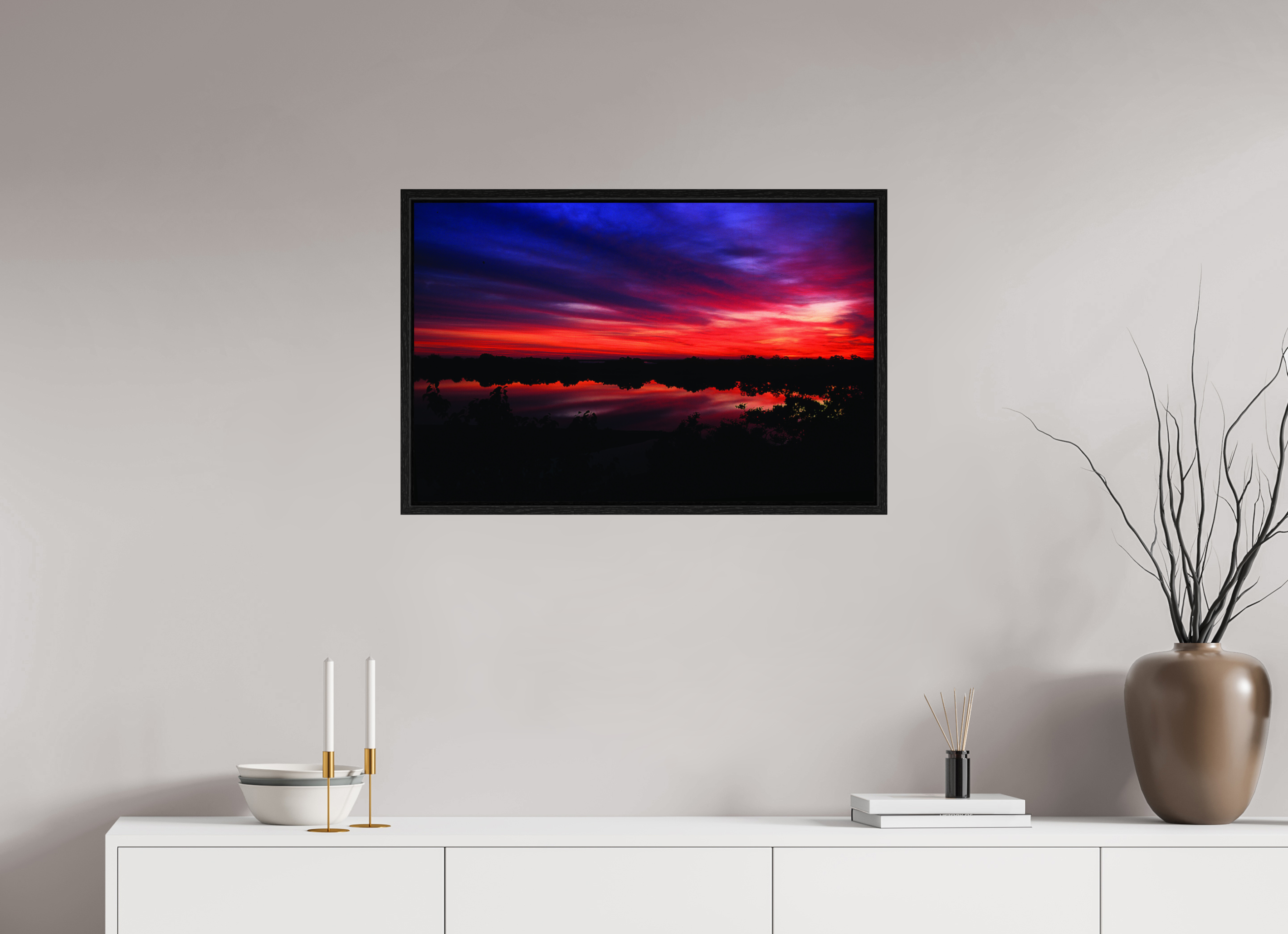 30.7 x 20″, Floater Frame Framed Delta Sunset